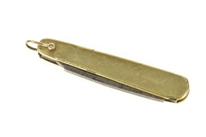 10K Victorian Ornate Pinstriped Pocket Utility Knife Pendant Yellow Gold