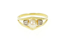 Load image into Gallery viewer, 14K 1960&#39;s Pearl Diamond Accent Statement Ring Size 9 Yellow Gold