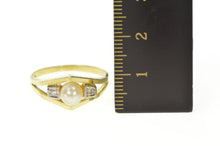 Load image into Gallery viewer, 14K 1960&#39;s Pearl Diamond Accent Statement Ring Size 9 Yellow Gold