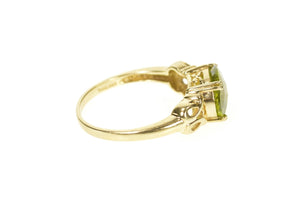 10K Faceted Oval Peridot Scroll Filigree Ring Size 9.75 Yellow Gold