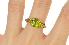 Load image into Gallery viewer, 10K Faceted Oval Peridot Scroll Filigree Ring Size 9.75 Yellow Gold