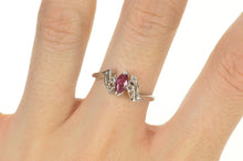 Load image into Gallery viewer, 14K Marquise Ruby Diamond Accent Bypass Ring Size 7.75 White Gold