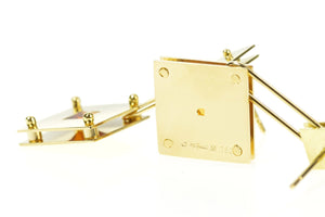 18K M. Good Designer Citrine Square Dangle Earrings Yellow Gold