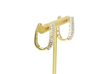Load image into Gallery viewer, 10K 0.81 Ctw Squared Diamond Encrusted Oval Hoop Earrings Yellow Gold
