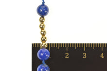 Load image into Gallery viewer, 14K Retro Lapis Lazuli Round Beaded Statement Necklace 28&quot; Yellow Gold