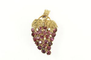 14K 2.16 Ctw Ruby Grape Bunch Cluster Art's & Crafts Pin/Brooch Yellow Gold