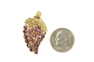 14K 2.16 Ctw Ruby Grape Bunch Cluster Art's & Crafts Pin/Brooch Yellow Gold