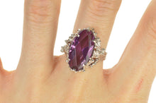 Load image into Gallery viewer, 14K Amethyst Branch Textured Statement Cocktail Ring Size 8.5 White Gold