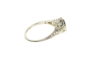 Platinum 1/3 Ct Art Deco Diamond Filigree Engagement Ring Size 6.75