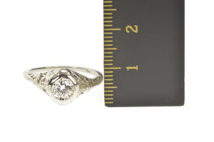 Platinum 1/3 Ct Art Deco Diamond Filigree Engagement Ring Size 6.75