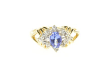 Load image into Gallery viewer, 14K Oval Tanzanite Diamond Halo Engagement Ring Size 8.25 Yellow Gold