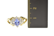Load image into Gallery viewer, 14K Oval Tanzanite Diamond Halo Engagement Ring Size 8.25 Yellow Gold