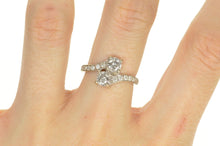 Load image into Gallery viewer, 14K 1.42 Ctw Two Diamond Bypass Engagement Ring Size 7.5 White Gold