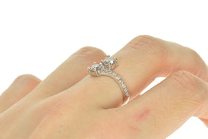 14K 1.42 Ctw Two Diamond Bypass Engagement Ring Size 7.5 White Gold