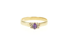 Load image into Gallery viewer, 10K Amethyst Diamond Accent Classic Statement Ring Size 9.5 Yellow Gold
