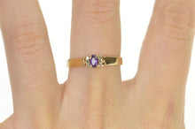 Load image into Gallery viewer, 10K Amethyst Diamond Accent Classic Statement Ring Size 9.5 Yellow Gold