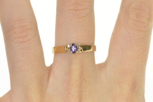 10K Amethyst Diamond Accent Classic Statement Ring Size 9.5 Yellow Gold