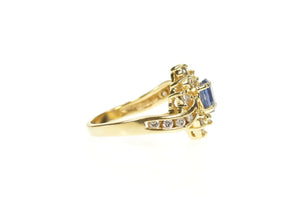 14K 0.92 Ctw Natural Sapphire Diamond Engagement Ring Size 5 Yellow Gold