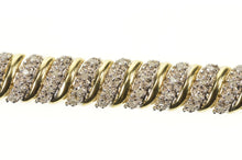 Load image into Gallery viewer, 14K 1.74 Ctw Diamond Cluster Wavy Link Tennis Bracelet 7&quot; Yellow Gold