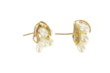 Load image into Gallery viewer, 14K 1960&#39;s Retro Pearl Cluster Statement Earrings Yellow Gold