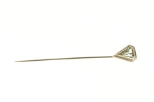 Load image into Gallery viewer, 14K Art Deco Triangle Blue Topaz Ornate Stick Pin White Gold
