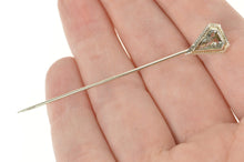 Load image into Gallery viewer, 14K Art Deco Triangle Blue Topaz Ornate Stick Pin White Gold