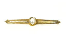 Load image into Gallery viewer, 14K Victorian Cushion Solitaire Ornate Bar Pin/Brooch Yellow Gold