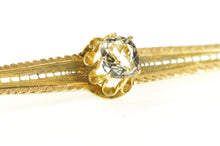 Load image into Gallery viewer, 14K Victorian Cushion Solitaire Ornate Bar Pin/Brooch Yellow Gold
