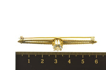 Load image into Gallery viewer, 14K Victorian Cushion Solitaire Ornate Bar Pin/Brooch Yellow Gold