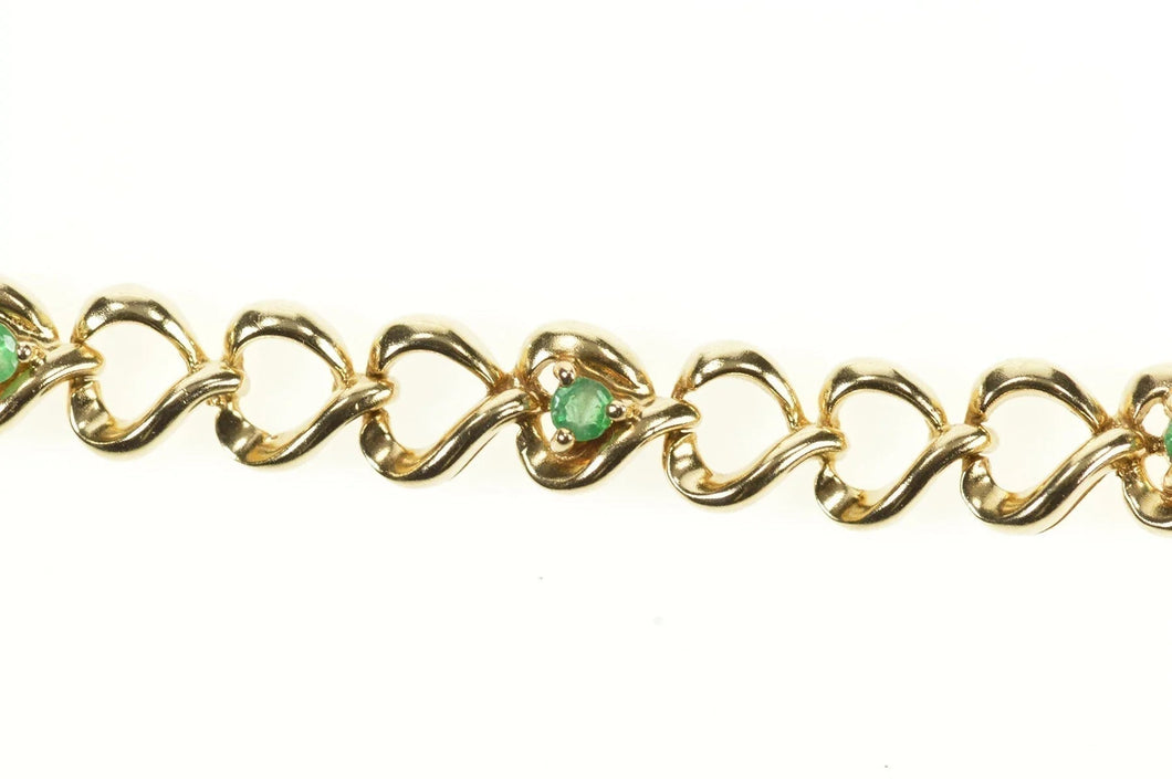 10K Emerald Loop Heart Link Tennis Bracelet 7