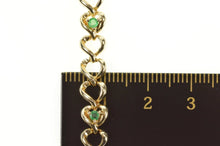 Load image into Gallery viewer, 10K Emerald Loop Heart Link Tennis Bracelet 7&quot; Yellow Gold