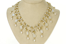 Load image into Gallery viewer, 14K Stephen Dweck Pearl Moonstone Fringe Necklace 15.25&quot; Yellow Gold