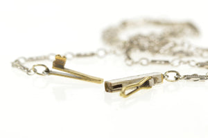 14K 0.74 Ctw Edwardian Diamond Bow Drop Chain Necklace 15" Yellow Gold