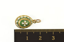 Load image into Gallery viewer, 18K Green &amp; White Enamel Russian Faberge Egg Charm/Pendant Yellow Gold