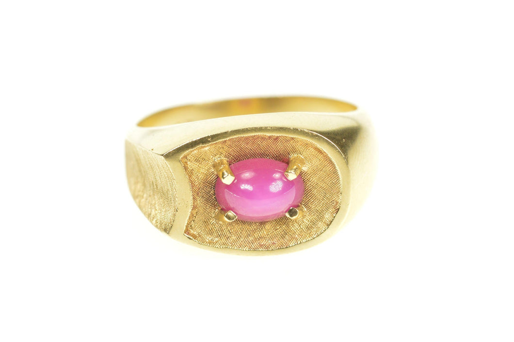 14K 1960's Retro Lindy Star Ruby Men's Statement Ring Size 10 Yellow Gold