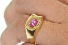 Load image into Gallery viewer, 14K 1960&#39;s Retro Lindy Star Ruby Men&#39;s Statement Ring Size 10 Yellow Gold