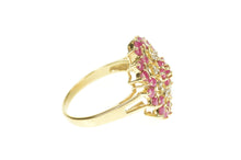 Load image into Gallery viewer, 9K Ruby Diamond Ornate Halo Filigree Cocktail Ring Size 8 Yellow Gold