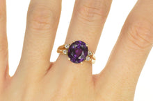 Load image into Gallery viewer, 14K Oval Amethyst Diamond Accent Statement Ring Size 8.25 Yellow Gold