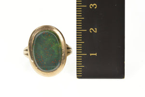 14K Bloodstone 1960's Retro Statement Cocktail Ring Size 8.5 Yellow Gold