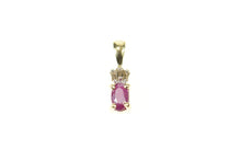Load image into Gallery viewer, 10K Oval Natural Ruby Baguette Diamond Pendant Yellow Gold