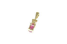 Load image into Gallery viewer, 10K Oval Natural Ruby Baguette Diamond Pendant Yellow Gold