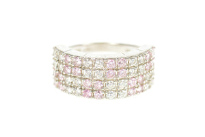 10K Pave Pink & White Cubic Zirconia Band Ring Size 7 White Gold