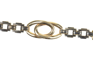 Gold Filled Retro Oval Squared Link Statement Chain Bracelet 6.25"