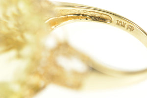 10K Ornate Faceted Prasiolite Filigree Cocktail Ring Size 7 Yellow Gold