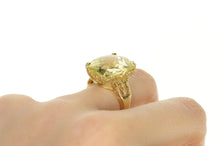 Load image into Gallery viewer, 10K Ornate Faceted Prasiolite Filigree Cocktail Ring Size 7 Yellow Gold