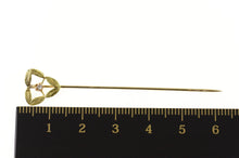 Load image into Gallery viewer, 14K Diamond Inset Etched Ornate Leaf Design Stick Pin Yellow Gold