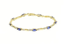 Load image into Gallery viewer, 10K Marquise Syn. Sapphire Diamond Classic Tennis Bracelet 7&quot; Yellow Gold