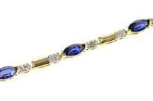 Load image into Gallery viewer, 10K Marquise Syn. Sapphire Diamond Classic Tennis Bracelet 7&quot; Yellow Gold