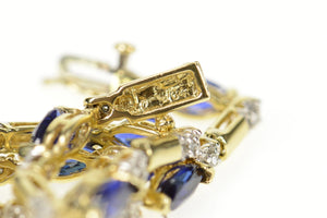 10K Marquise Syn. Sapphire Diamond Classic Tennis Bracelet 7" Yellow Gold