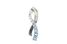 Load image into Gallery viewer, 10K Blue Topaz Cubic Zirconia Criss Cross Wavy Pendant White Gold